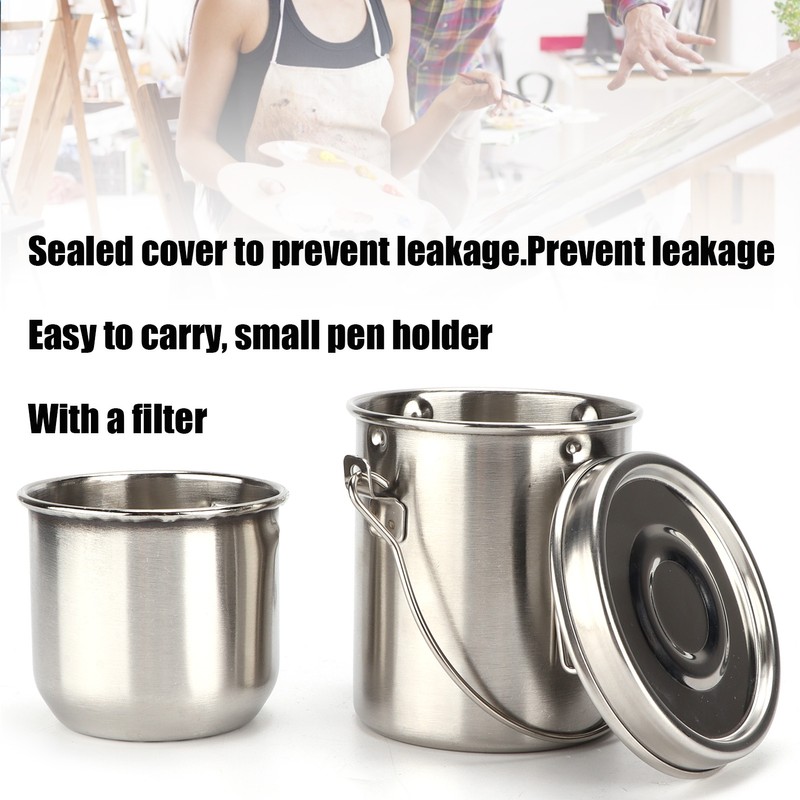 Brush Washing Bucket Stainless Steel Material Easy Carry Painting Supply
