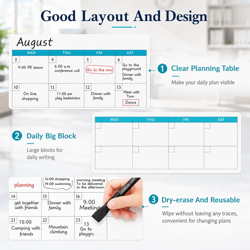 Dry Erase Calendar for Wall - 38" x 58" Extra