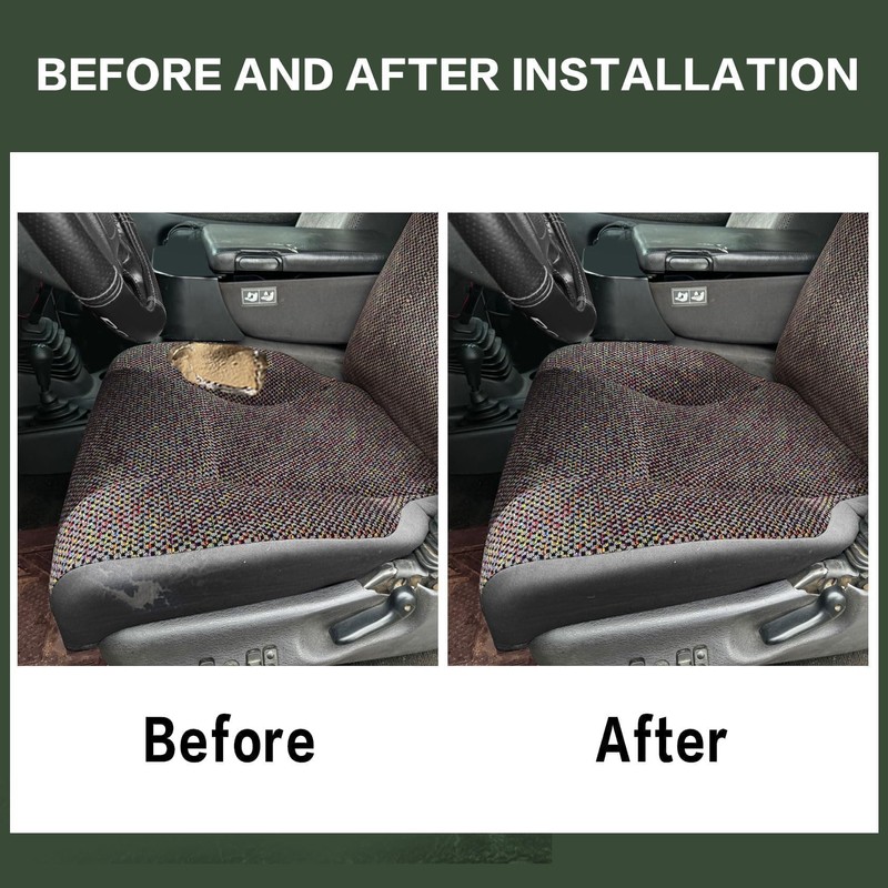 FZJDSD 2PCS Mist Gray Driver Side Bottom Replacement Cloth Seat