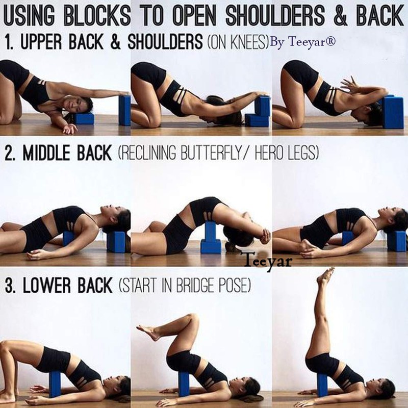 Yoga Blocks Set - Teeyar 2 Pack Sturdy Odourless 3