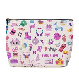 Lovdazzles K-Pop Theme Makeup Bag Cute Travel Cosmetic Bag