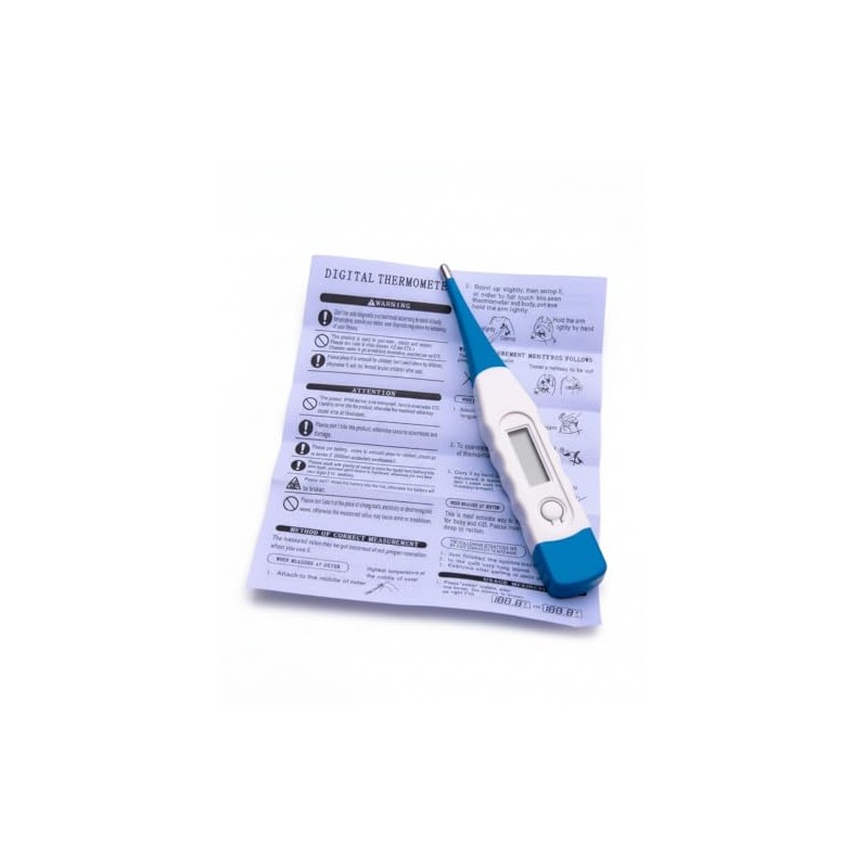Termómetro Digital Punta Flexible Azul – Medición Oral/Rectal/Axilar • Alarma