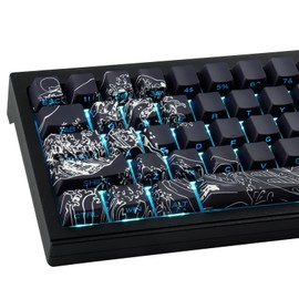 PBT 131 Keys Side Printed-Shine Through Dye-Sublimation Keycaps Japanese Ukiyo-e Keycaps for Cherry Gateron MX Switches Mechanical Keyboards