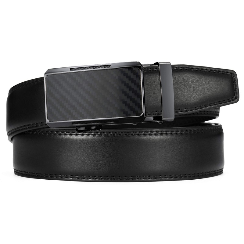 CHAOREN Men's Leather Belt, Auto-Lock Type, No Holes, Business Suit