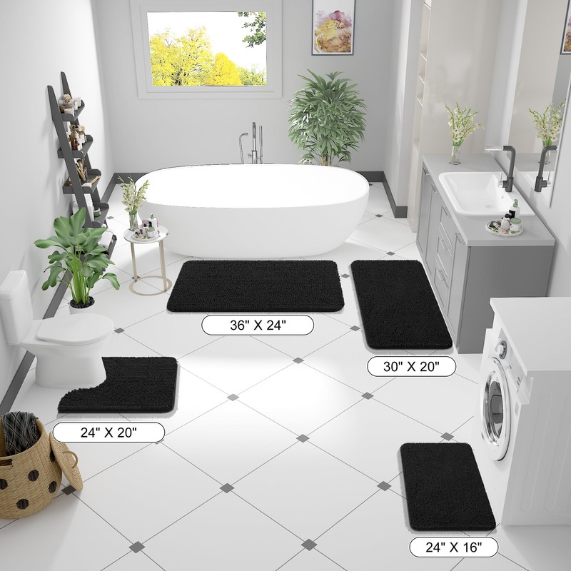 OLANLY Bathroom Rugs 59x35, Extra Soft Absorbent Chenille Bath Rugs,