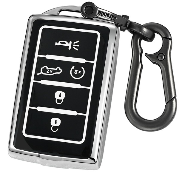 Kirsnda Key fob Cover with Metal Buckle Compatible with Jeep
