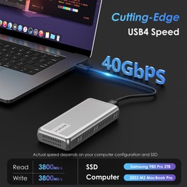 WAVLINK 40Gbps M.2 NVMe SSD Enclosure, Tool-Free Installation, NVMe Enclosure for MacBook Compatible with Thunderbolt 4/3/USB4/3.2/3.1/3.0/2.0, Support SSD Size 2230/2242/2260/2280 B+M/M-Key, Max 8TB