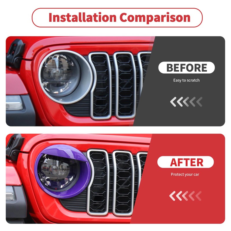 Linksip Angry Eye Headlight Covers Compatible with 2024 2025+ Jeep