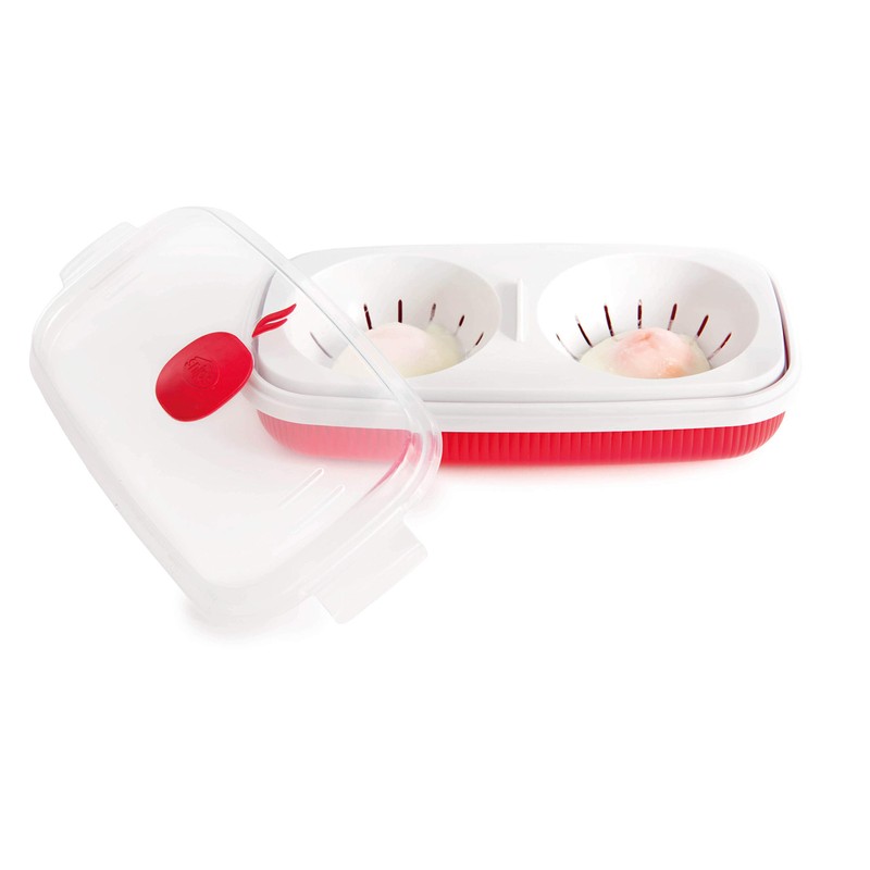Snips Microwave Cookware Egg Poacher and Omelet Maker, Red