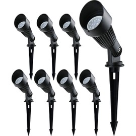 Doluck 4W LED Landscape Lights Low Voltage Landscape Lighting Spotlights GL106-BKLED8 AC/DC 12V Warm White Waterproof for Driveway,Yard, Lawn,Patio,Walls,Trees,Flags,Outdoor Light (Black, 8 Pack)