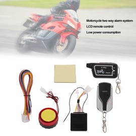 Motorcycle 2 Way Alarm System, Energy Saving Vibration Sound Alert Remote Start System Mute Mode LCD Remote Control Bidirectional for Motorbike,Car Siren & Remote Start
