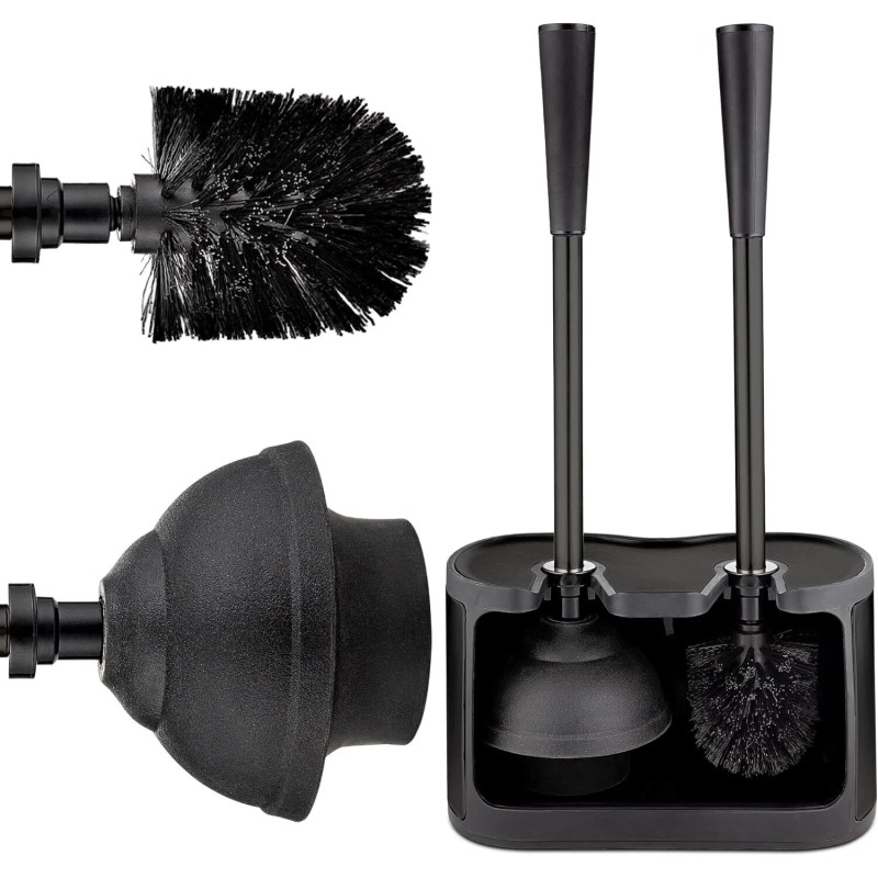 UMIEN Toilet Brush & Plunger Set - 18in Steel, No-Rust,