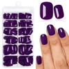 240PC Extra Short Press on Nail Square Dark Purple Fake
