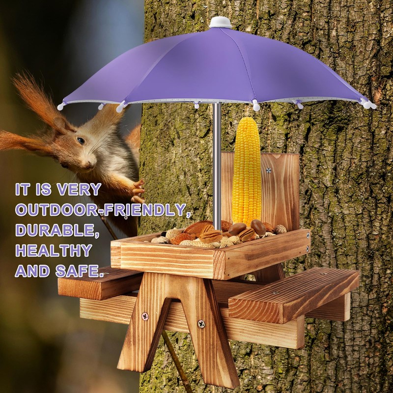 Gnodary Squirrel Feeder with Umbrella, Squirrel Feeders for Outside, Squirrel