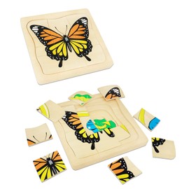 Montessori Wooden Puzzles for Kids Ages 4-8, 4 Layer Life Cycle of Butterfly Jigsaw Puzzle for Toddlers, Children Preschool Learning Educational Puzzles Spring Toys Gift for Boys and Girls (Butterfly)