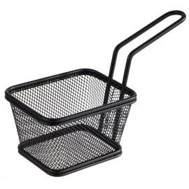 APS Snackholder 40626 Serving Frying Basket, Snack Basket, Stainless Steel, 10 x 8.5 x 6.5 cm, Black