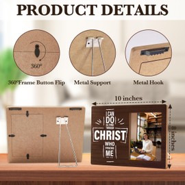 Zcsni Christian Gift Photo Frame, I Can dDo All Things Through Christ Who Strengthens Me Picture Frame Decor, Bible Verse Desk Shelf Tabletop Photo Frame Decor,Gifts For Friend Family Coworker -A20