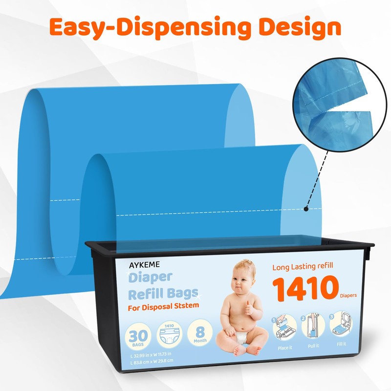 90 Bags Diaper Pail Refills Bags Compatible with Genie Easy