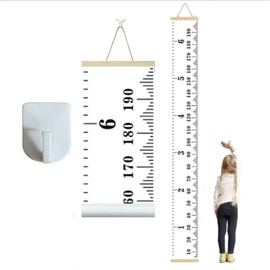 Kids Growth Chart Height Measuring Chart, Hangable and Removable Wall Decor 79"x7.9" Growth Chart for Kids Baby Child, Waterproof Canvas Height Measuring Rulers for Boys Girls (Basic Version)
