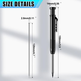 Rybtd Mechanical Carpenter Pencils with 12 Refills 2.8mm Carpenters Pencil with Built-in Sharpener,Solid Construction Pencil Deep Hole Marker Automatic Pencils for Woodworking Construction Drawing