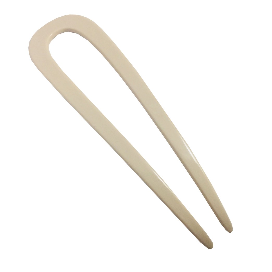 French Amie Slick Ivory Handmade Cellulose Acetate Chignon U Hair Pin Stick (Ivory)