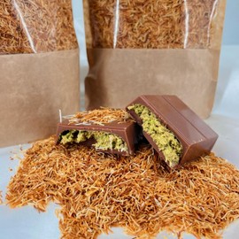 Dried & Roasted Chopped Kataifi Shredded Filo Dough – Kadayif for Dubai Chocolate Bar, Kunafa Pastry, Kanafeh Shredded Wheat, Dubai Chocolate Filling Ingredient (5.3 oz (150 gr), Roasted)