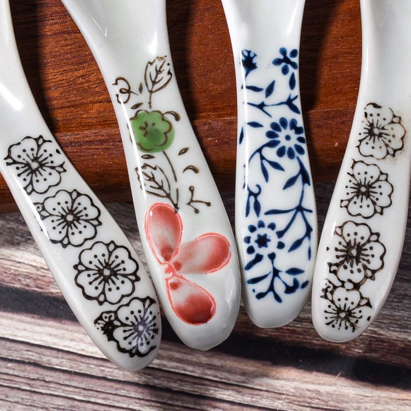 Japanese Soup Spoons Set of 4, Asian Soup Spoon for