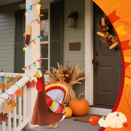 Turkey Porch Goose Outfits for 23 Inch Lawn Statue, Thanksgiving Costume for Plastic/Cement Statue, Fall Autumn Duck Sculpture Clothes for Yard Patio Party Decoration