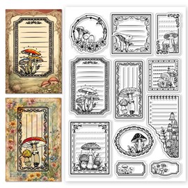 CHGCRAFT CHGCRAFT Mushroom Labels Clear Stamps Floral Borders Transparent Stamp Silicone Clear Stamp Seals for DIY Scrapbooking Journaling Photo Album Decorative Card Making