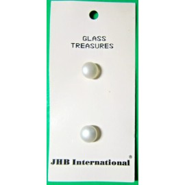 (2) VINTAGE 3/8" JHB WHITE GLASS TREASURES SHANK BABY DOLL BUTTONS NOS-U34