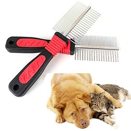 Double Sided Pet Cat Dog Metal Dog Grooming Hair Comb Fur Rake Tool & Smiley face Magnet