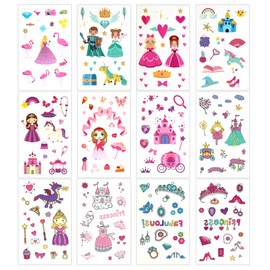 Benlily 200 Pcs Temporary Body Tattoo Stickers Set for Kids - Cute Princess Theme Sleep Over Birthday Party Decal Accessories