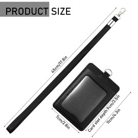 Pack of 2 Vertical Double-Sided PU Leather ID Card Holder Double Sided ID Card Holder Double Sided Leather Card Holder Mi (Black, Grey)