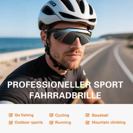 suoso TR90 Quick Glasses Polarised Sports Glasses Frame MTB Cycling Glasses for Men and Women Sports Sunglasses UV400 Protection Sport for Bicycle / Ebike / Running Grey