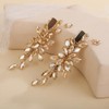 Teyglen Champagne Rhinestone Bridal Hair Clips Crystal Wedding Hair Barrette