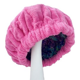 AKISS Flaxseed Deep Conditioning Heat Cap Portable Microwave Hot Bonnet Therapy Hair care Cap For Kids Girls (Fushcia/Flowers, Small)