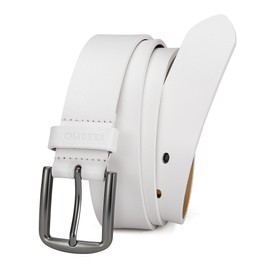 CHAOREN Leather Belt for Men - 35mm Men Belts for Jeans Casual Dress - Golf White Belt for Daily Use