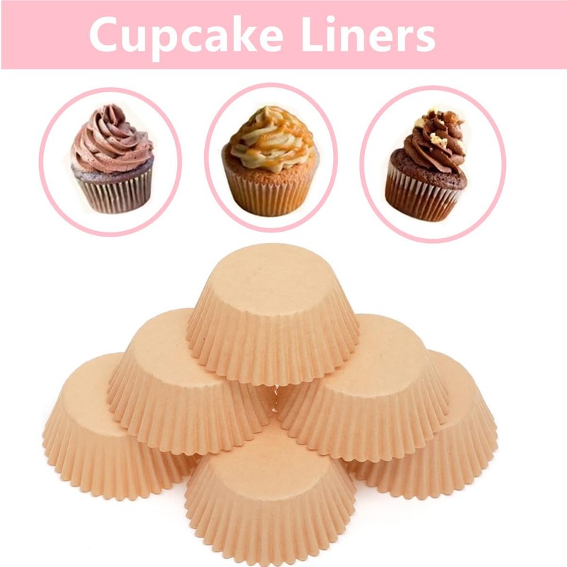 500pcs Natural Cupcake Liners,Muffin Linner, Oil Resistant, high Temperature Resistant,