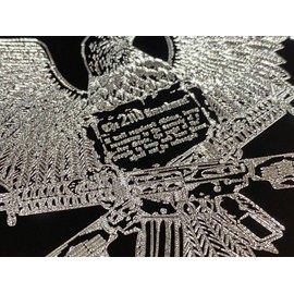 Engraved 2nd Amendment Eagle Car Tag Diamond Etched Black Metal License Plate