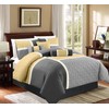 Chezmoi Collection Upland 7-Piece Quilted Patchwork Comforter Set, Yellow/Charcoal/Gray, Full