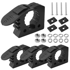 4-Piece Quick Installation Pipe Clamp Set, 28-38 mm Adjustable Mounting Bracket, Standard Rubber Pipe Clamp, for Offroad, Shipping, Fire Brigade, Police, Military, Industry, etc. (Black)