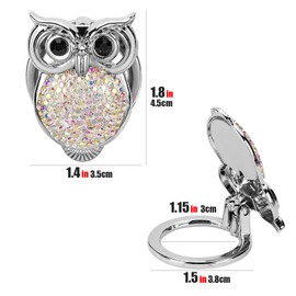 CAIRIAC Car Engine Start Button Cover, Alloy Metal Trim for General Motors Ignition Switch, Women Push Start Cover for Men, Bling Owl Crystal Rhinestones Auto Car Start Stop Button Cover Gift