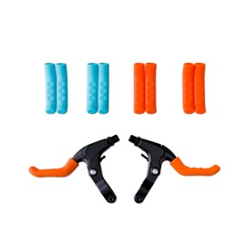 2 Pairs Silicone Brake Lever Covers for Bikes - Anti-Slip Handle Sleeves, Fits Mountain & Road Bicycles (Blue & Orange)