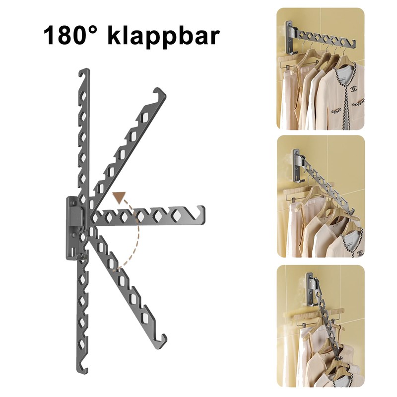 VOCIBO® Clothes Rail Wall Mounted, Clothes Hook, Foldable Wall Clothes