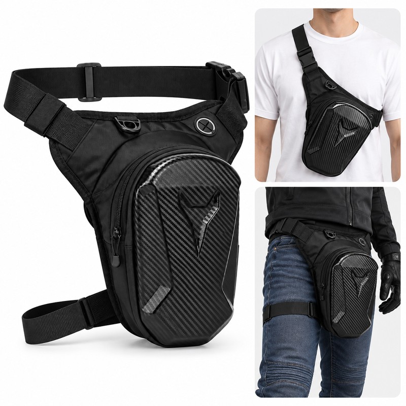 Motorcycle Leg Bag for Riders, Water-Resistant Thigh Pack with Adjustable