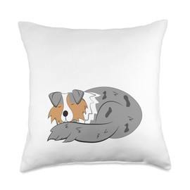 Kaisi Drawing,snooze,snooze,dream Sleep,dream Pajamas, Snooze Light, Australian Shepherd, Sleep Throw Pillow, 18x18, Multicolor