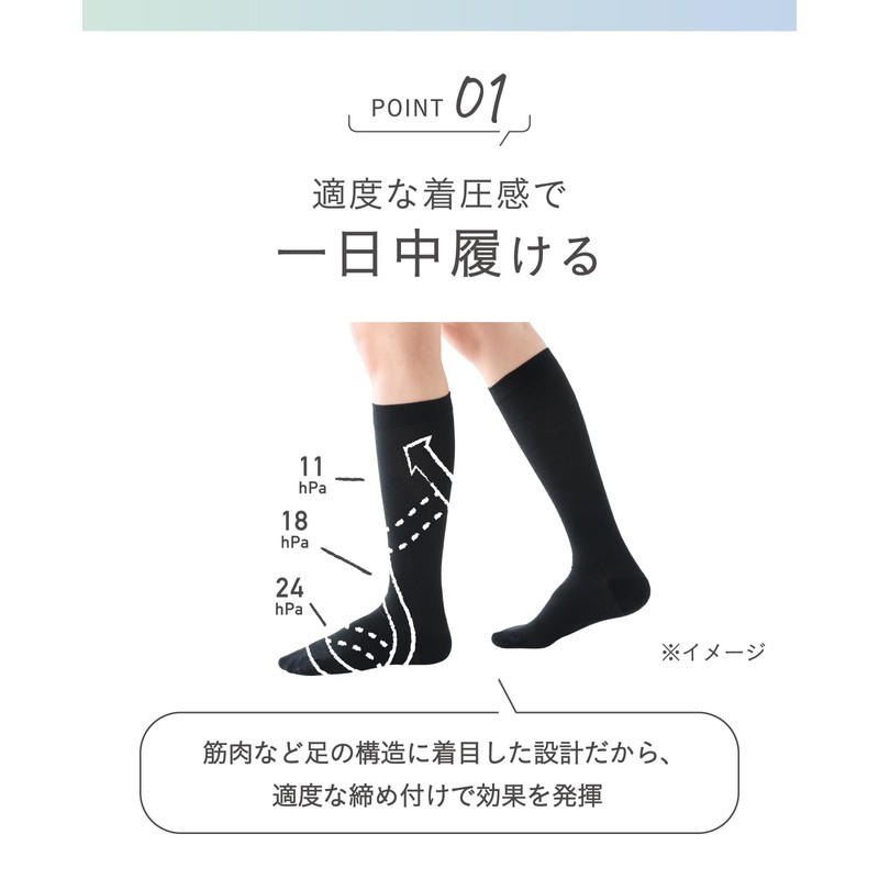 Okamoto Socks Supplement Compression Socks for Women, Circulation-Promoting Socks 632-990,