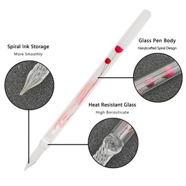 EACHHAHA Glass Dip Pen，Valentine's Day present,Crystal Signature Pen for Art, Writing, Signatures — Decoration and Business Gift (3 piece Dried flowers Pen)
