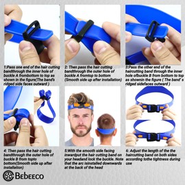 Bebeeco Fade Guide for Men Haircut, Adjustable Hair Trimming Guide Neckline Shaving Template Silicone Curved Haircut Band Self Hair Trimming Guide Band for DIY Home Haircuts (Blue)