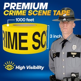Crime Scene Do Not Cross Tape 3 inch X 1000 feet • Bright Yellow with a Bold Black Print • 3 in. Wide for Maximum Readability • Tear Resistant Design